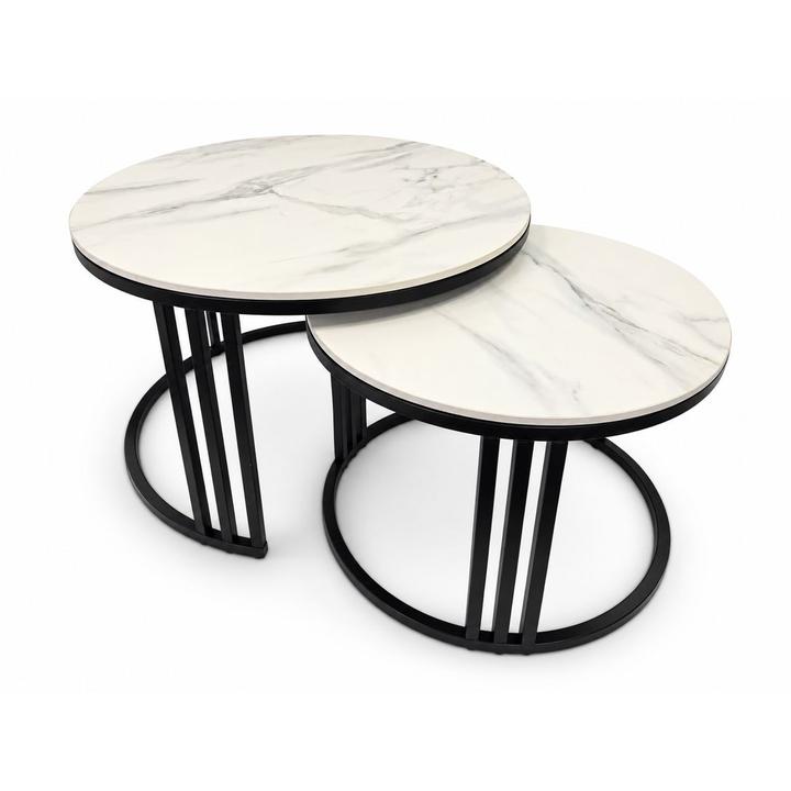 STOLIKI KAWOWE Z BLATEM ZE SPIEKU KWARCOWEGO HORIZON/BLACK O60 cm / O80 cm