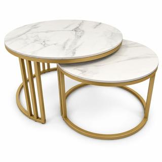 STOLIKI KAWOWE Z BLATEM ZE SPIEKU KWARCOWEGO HORIZON/GOLD O60 cm / O80 cm