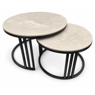STOLIKI KAWOWE Z BLATEM ZE SPIEKU KWARCOWEGO RITUAL/BLACK O60 cm / O80 cm