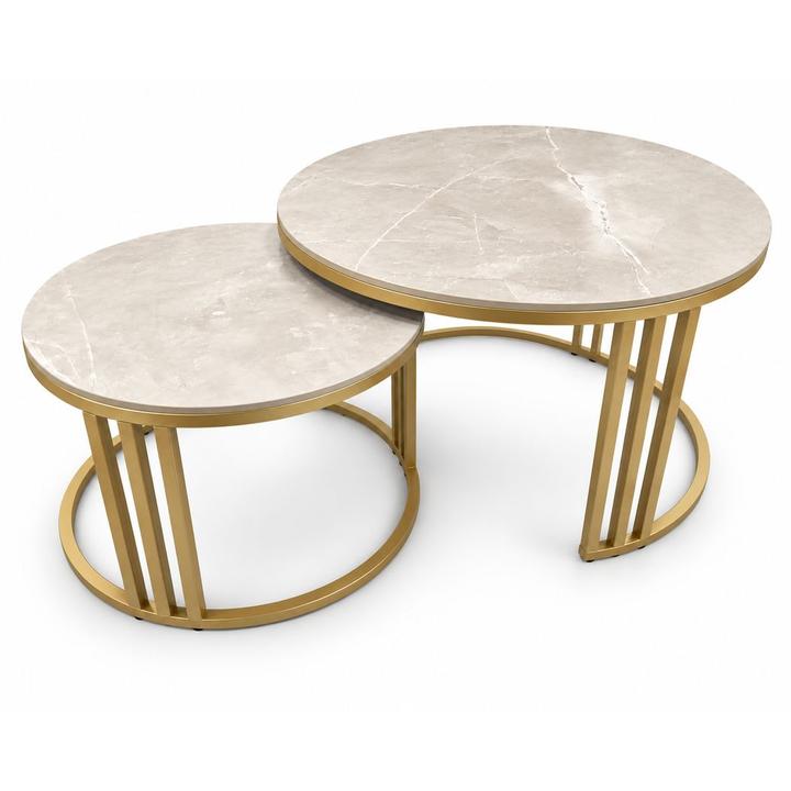 STOLIKI KAWOWE Z BLATEM ZE SPIEKU KWARCOWEGO RITUAL/GOLD O60 cm / O80 cm