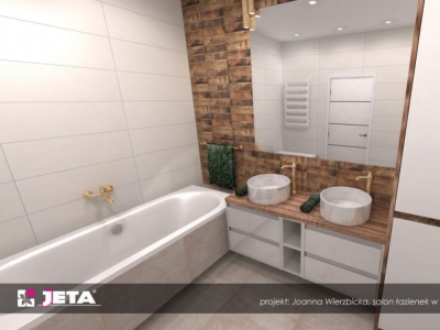 Ściana z cegły w łazience