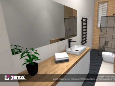 Wąska łazienka w kamienicy z płytkami Inpoint Tubądzin