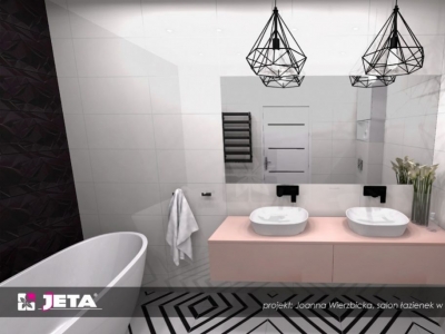 Różowy akcent w łazience