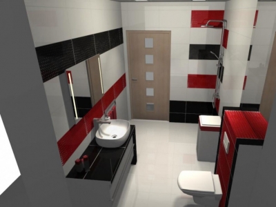 Energetyczna łazienka - motywacja od rana w czerni, bieli i czerwieni