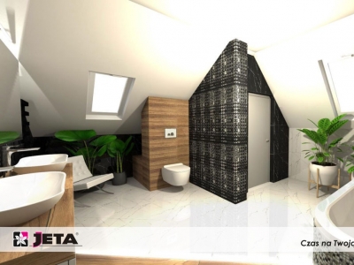 Kobiecy salon kąpielowy na poddaszu