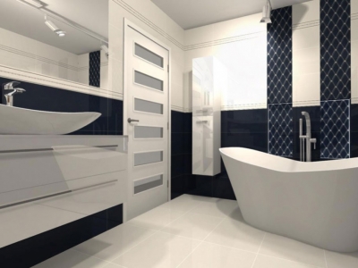 Rodzinna łazienka glamour. Wizualizacja i realizacja