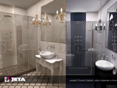 Styl pałacowy w łazience glamour. 2 wizje tej samej łazienki